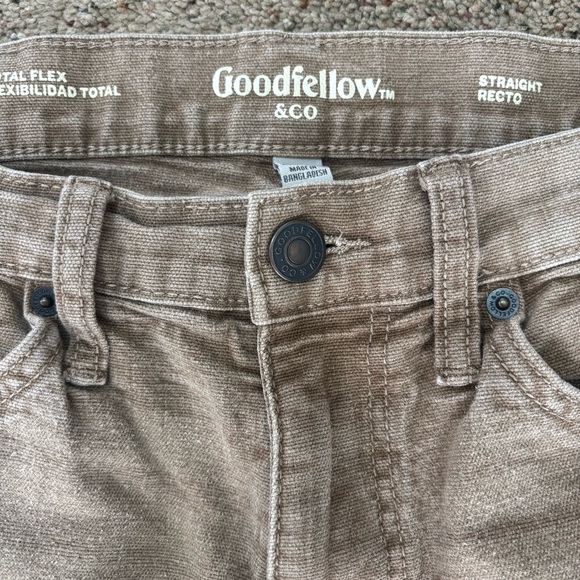 Goodfellow Total Flex Straight Leg Tan Jeans Meens 30x30 Soft, Retro Style - Picture 7 of 7